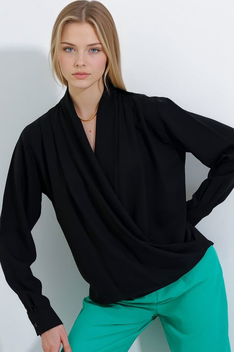 Sjaalkraag Losse Pasvorm Blouse - Image 1
