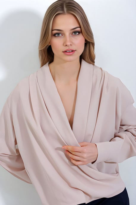 Sjaalkraag Losse Pasvorm Blouse - Image 1