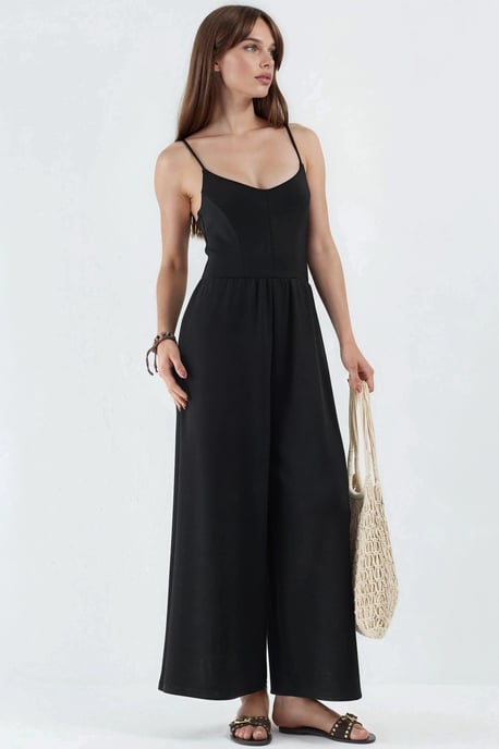 Modal Touch V-hals Lange Gebreide Jumpsuit - Image 2