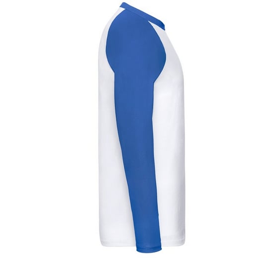 Fruit of the Loom Heren Valueweight Baseball T-shirt met lange mouwen (Wit/royaal blauw) - Image 3
