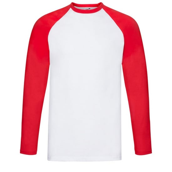 Fruit of the Loom Heren Valueweight Baseball T-shirt met lange mouwen (Wit/rood) - Image 1