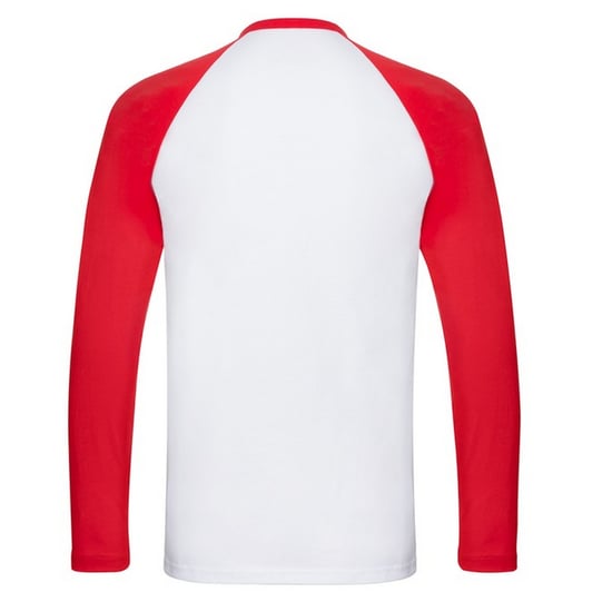 Fruit of the Loom Heren Valueweight Baseball T-shirt met lange mouwen (Wit/rood) - Image 2