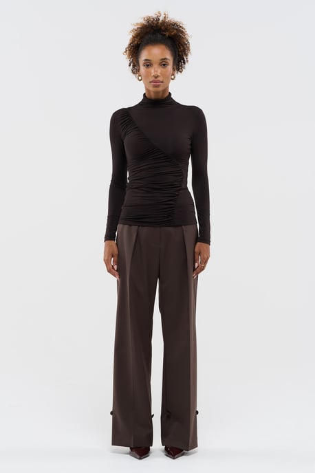 BENU Bruine blouse met plooien en col - Image 1