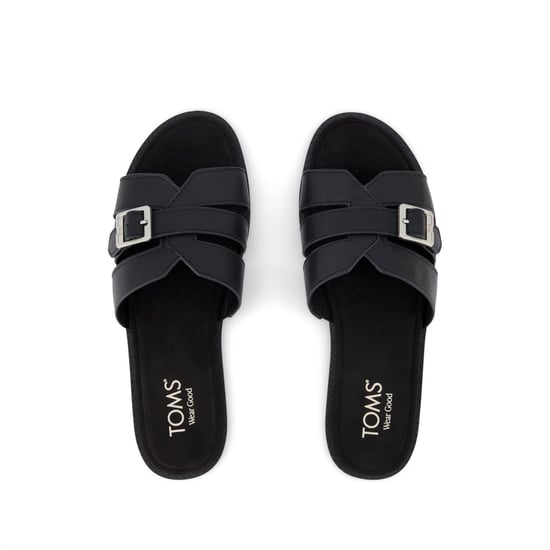 TOMS Sol Mule Leer Dames Zwarte Sandalen - Image 4