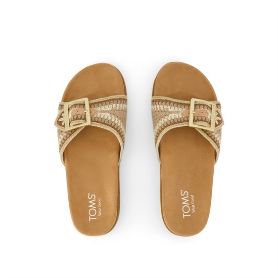 TOMS Marin Slide Textiel Dames Donker Beige Sandalen - Image 4
