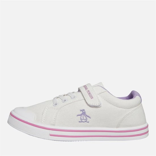 Penguin Junior Rainbow Canvas Meisjes Witte/Lila Sneakers - Image 1