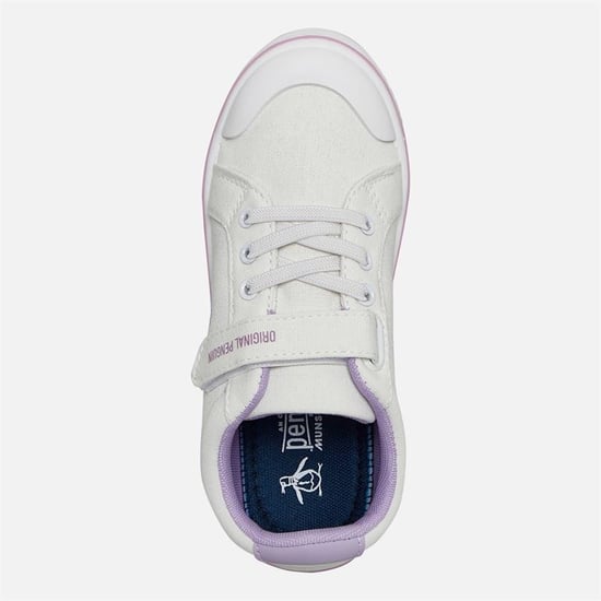 Penguin Junior Rainbow Canvas Meisjes Witte/Lila Sneakers - Image 3