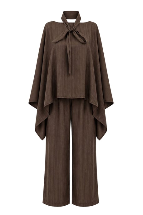 Hoge Taille Coltrui Brede Pijpen Gebreide Set - Image 1