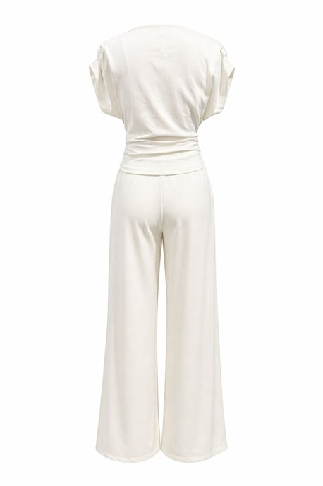 Hoge Taille Wijde Pijpen Brei Co-Ord Set met Boothals - Image 4