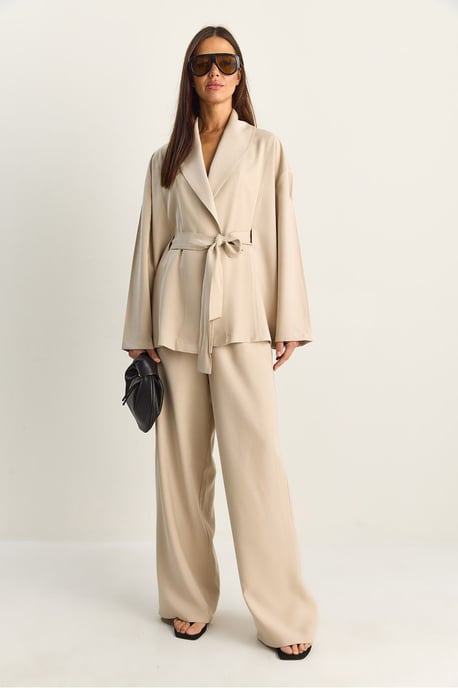 Hoge Taille Strikdetail Sjaalkraag Co-ord Set - Image 2