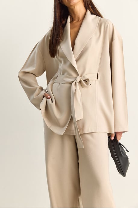 Hoge Taille Strikdetail Sjaalkraag Co-ord Set - Image 6