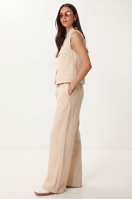 Middenhoge Taille Mandarijnkraag Geweven Twee-delige Co-ord Set - Image 3
