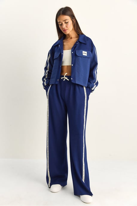 Gestreepte Mid Waist Twee-Delige Set met Zak - Image 2