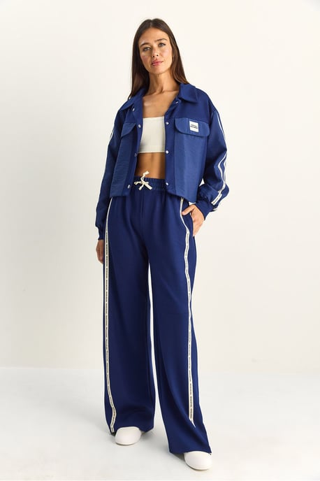 Gestreepte Mid Waist Twee-Delige Set met Zak - Image 3