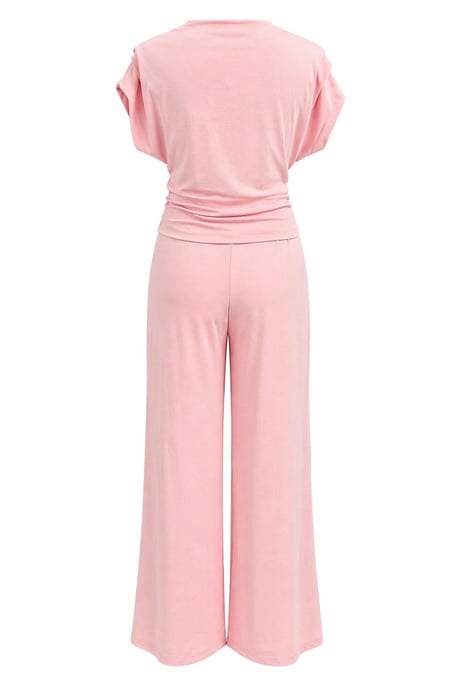 Hoge Taille Wijde Pijpen Brei Co-Ord Set met Boothals - Image 4