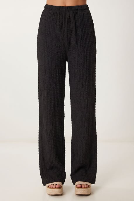 Gestructureerde V-hals Hoge Taille Co-Ord Set met Wijde Pijpenbroek - Image 4