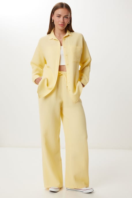 Hoge Taille Brede Pijpen Twee-Delig Co-ord Set met Kraag - Image 2