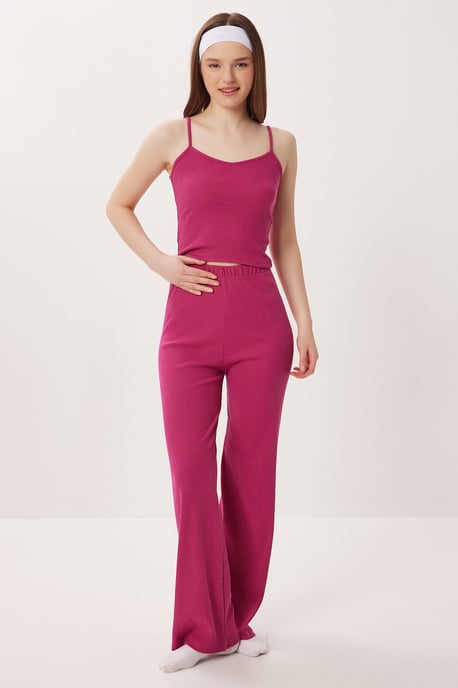 V-hals Geribbelde Gebreide Pyjama Set - Image 2