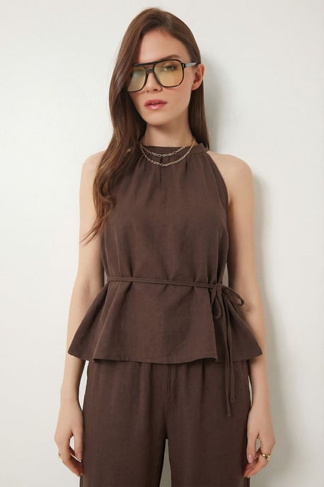 Hoog Taille Haltersnoer Twee-delige Gecoördineerde Set - Image 3