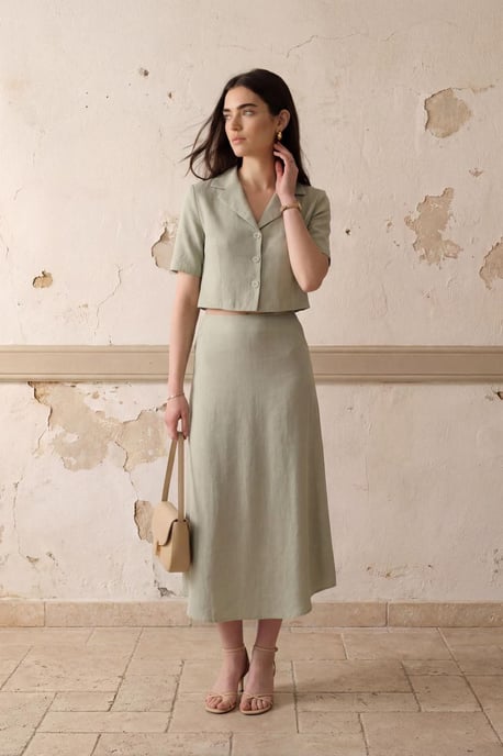 Crop Shirt & Midi Rok Co-Ord Set - Image 1