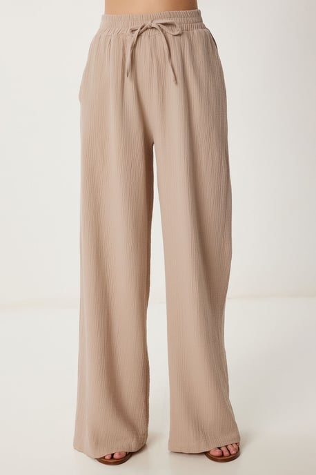 Hoge Taille Brede Pijpen Twee-Delig Co-ord Set met Kraag - Image 4