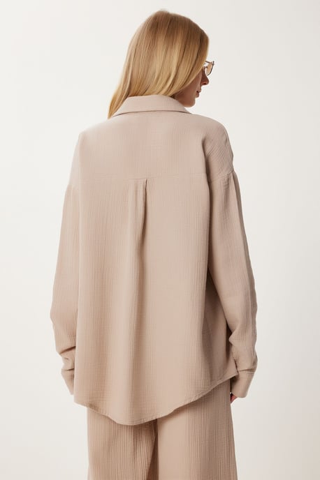 Hoge Taille Brede Pijpen Twee-Delig Co-ord Set met Kraag - Image 6