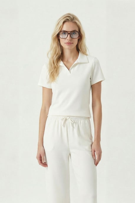 Middel hoge taille Polo Kraag Twee-delige Co-ord Set - Image 4