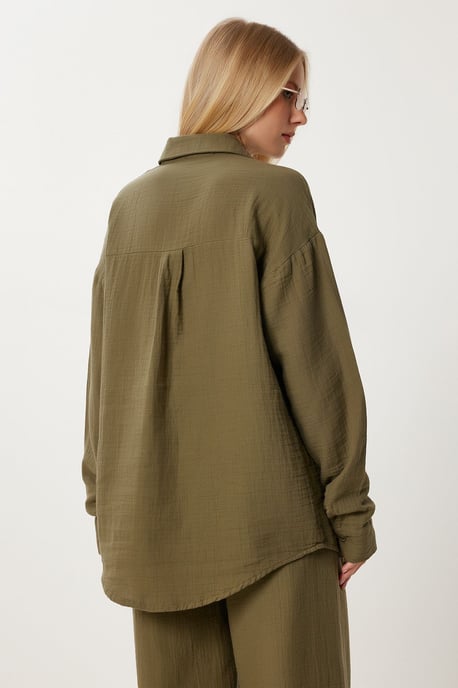 Hoge Taille Brede Pijpen Twee-Delig Co-ord Set met Kraag - Image 5