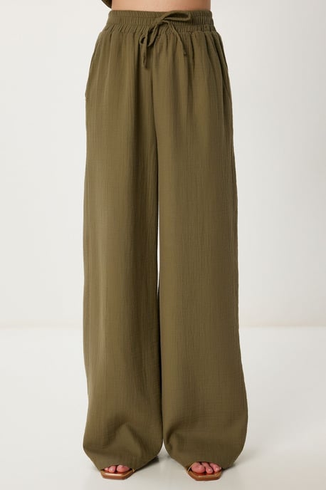 Hoge Taille Brede Pijpen Twee-Delig Co-ord Set met Kraag - Image 6