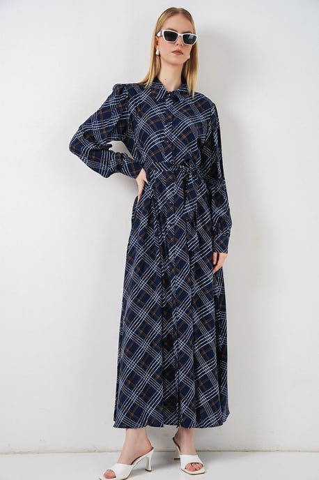 Gingham Midi Hemdjurk met Knopsluiting - Image 1