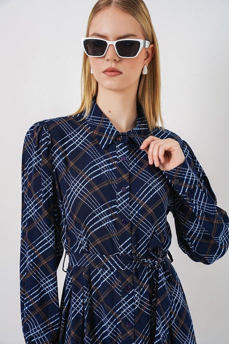 Gingham Midi Hemdjurk met Knopsluiting - Image 2