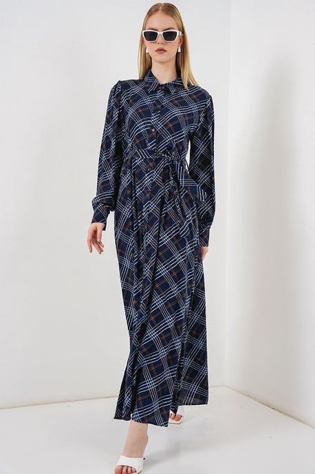 Gingham Midi Hemdjurk met Knopsluiting - Image 3