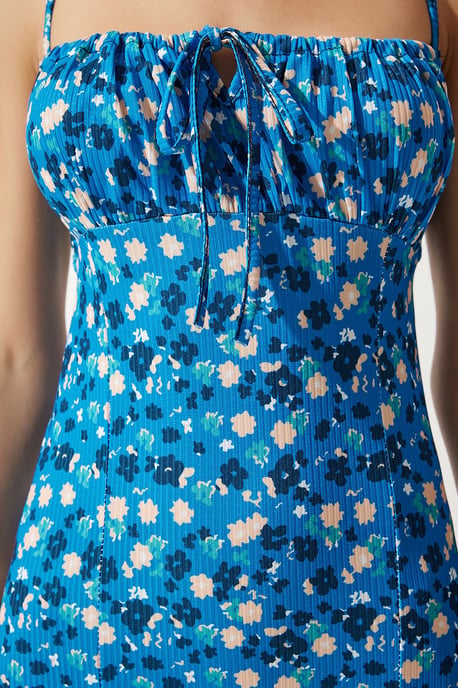 Bloemengebroken Ribbel Bodycon Midi-jurk met Split - Image 6