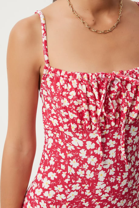 Bloemengebroken Ribbel Bodycon Midi-jurk met Split - Image 4