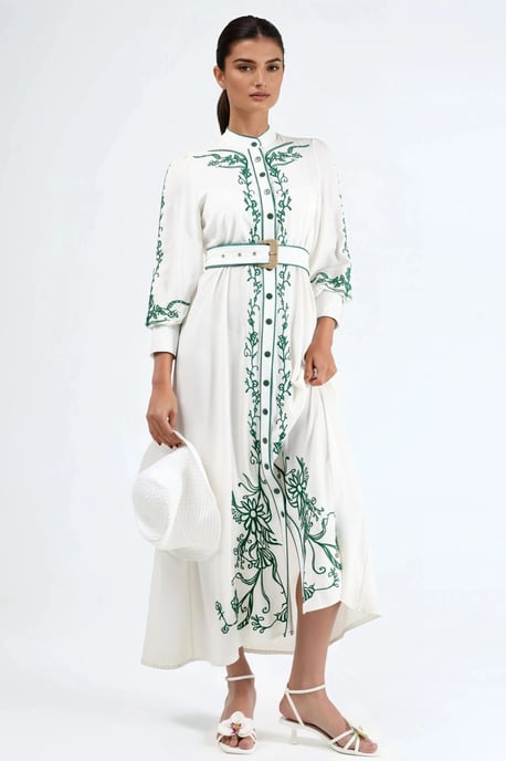 Bloemige Midi Hemdress met Ceintuur - Image 1