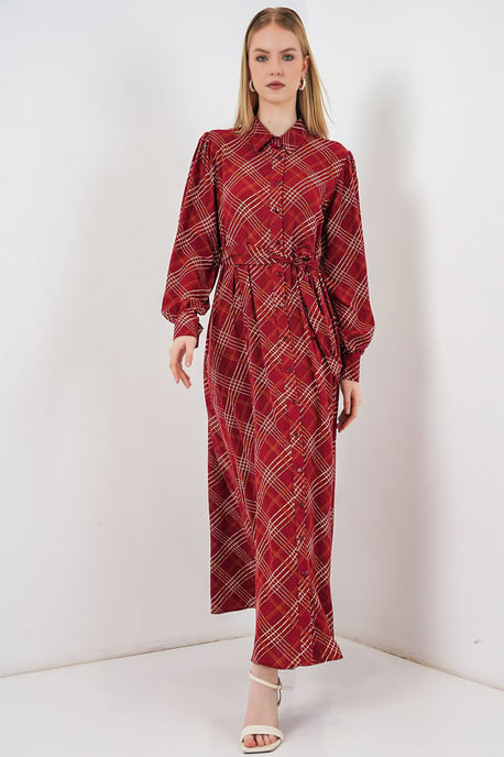 Geklede Midi Shirtjurk met Knoopsluiting - Image 3