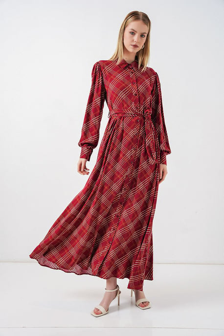 Geklede Midi Shirtjurk met Knoopsluiting - Image 4