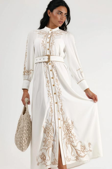 Bloemige Midi Hemdenjurk met Ceinture - Image 1