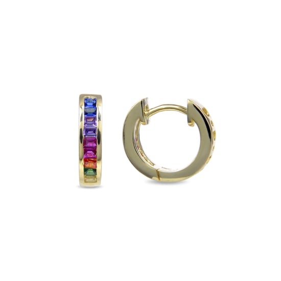 Luxenter Sterling zilveren 925 oorbellen met Multicolour Zirkonia afgewerkt in 18K geel goud - Tuhato - Image 1