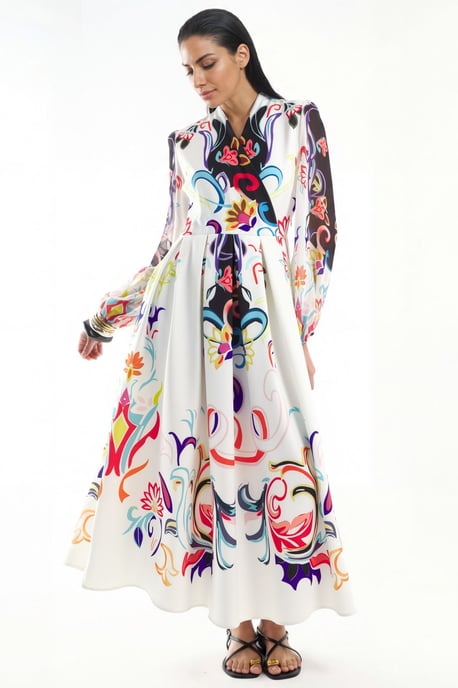 Floral Print Maxi A-Lijn Jurk - Image 1