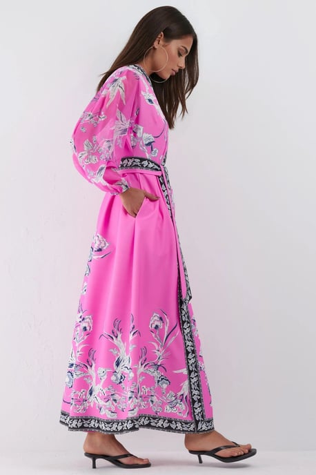 Bloemen V-hals Maxi Wikkeljurk met Ceintuur - Image 2