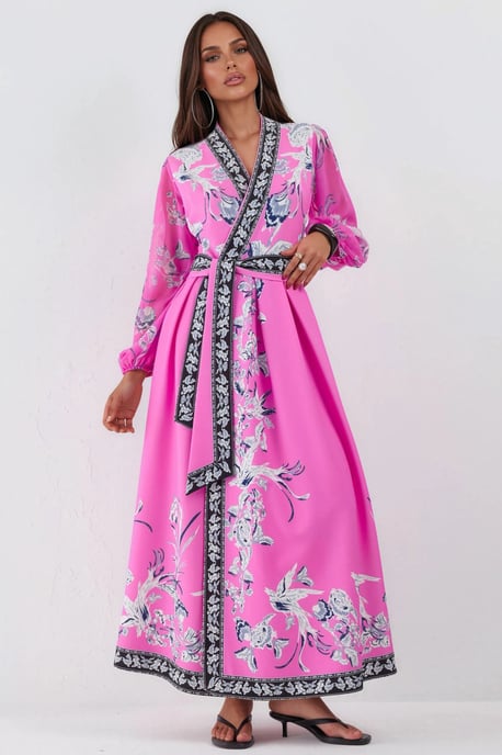 Bloemen V-hals Maxi Wikkeljurk met Ceintuur - Image 4