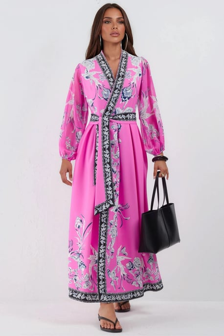 Bloemen V-hals Maxi Wikkeljurk met Ceintuur - Image 6