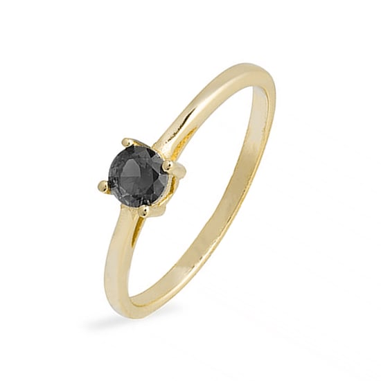 Luxenter Sterling zilveren 925 ring met Onyx Zirkonia afgewerkt in 18K geelgoud - Otieno - Image 1