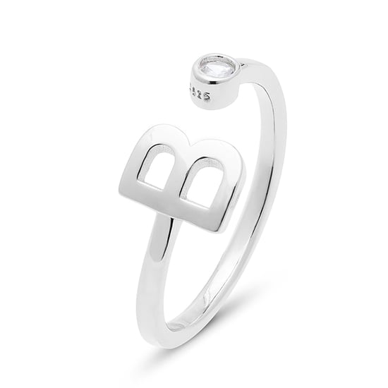 Luxenter 925 Sterling zilveren ring met gerhodineerde briljant zirkonia - Alfabet - Image 1