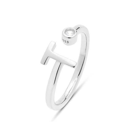 Luxenter 925 Sterling zilveren ring met gerhodineerde briljant zirkonia - Alfabet - Image 1