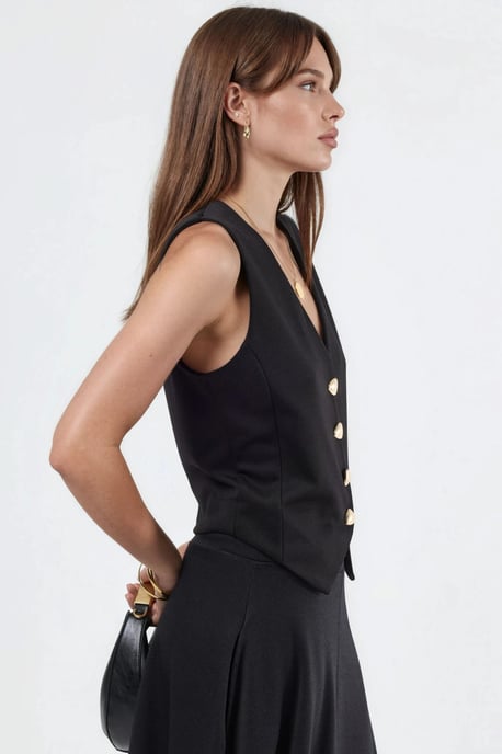 Effen V-hals Geknoopte Vest - Image 4