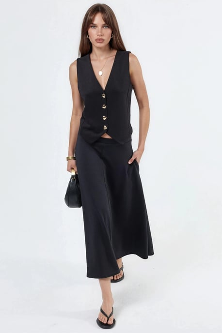Effen V-hals Geknoopte Vest - Image 5