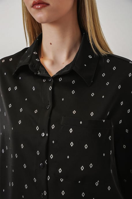 Overmaatse Lange Mouwen Gedrukt Shirt met Zak - Image 5