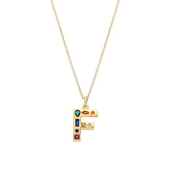 Luxenter Halsketting met Veelkleurige Zirkonia 18k goud afwerking - Alfabet - Image 1